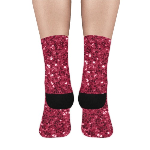 Magenta dark pink red faux sparkles glitter Trouser Socks