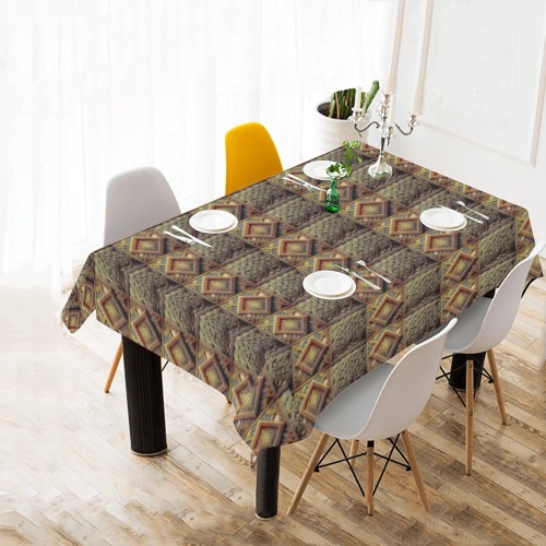 beige diamond repeating pattern Cotton Linen Tablecloth 60"x 84"