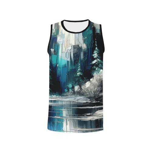 Painted City Winter Scene 1006 All Over Print Basketball Jersey