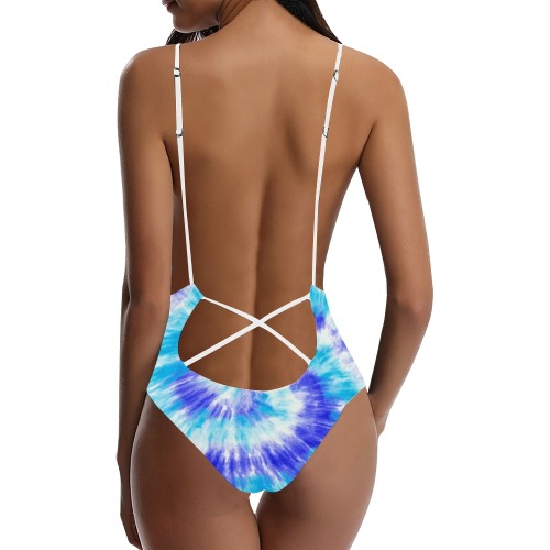 bañado cruzado azulones Sexy Lacing Backless One-Piece Swimsuit (Model S10)