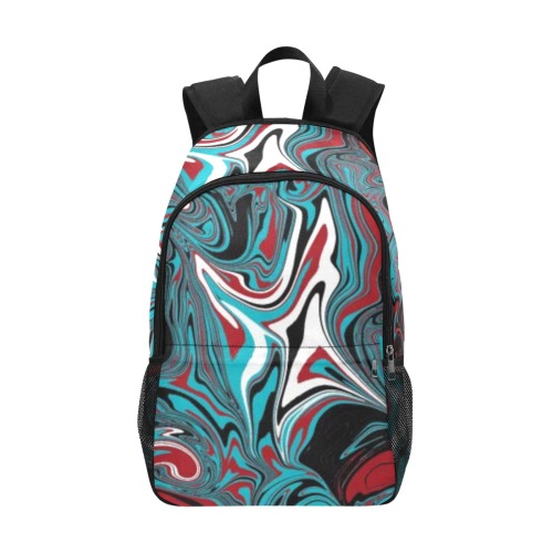 Dark Wave of Colors Fabric Backpack with Side Mesh Pockets (Model 1659)