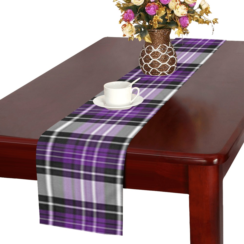 Purple Black Plaid Table Runner 16x72 inch