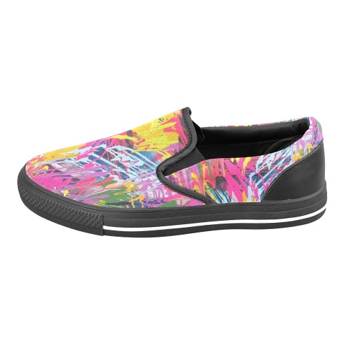 Wondering Black Women's Slip-on Canvas Shoes (Model 019)