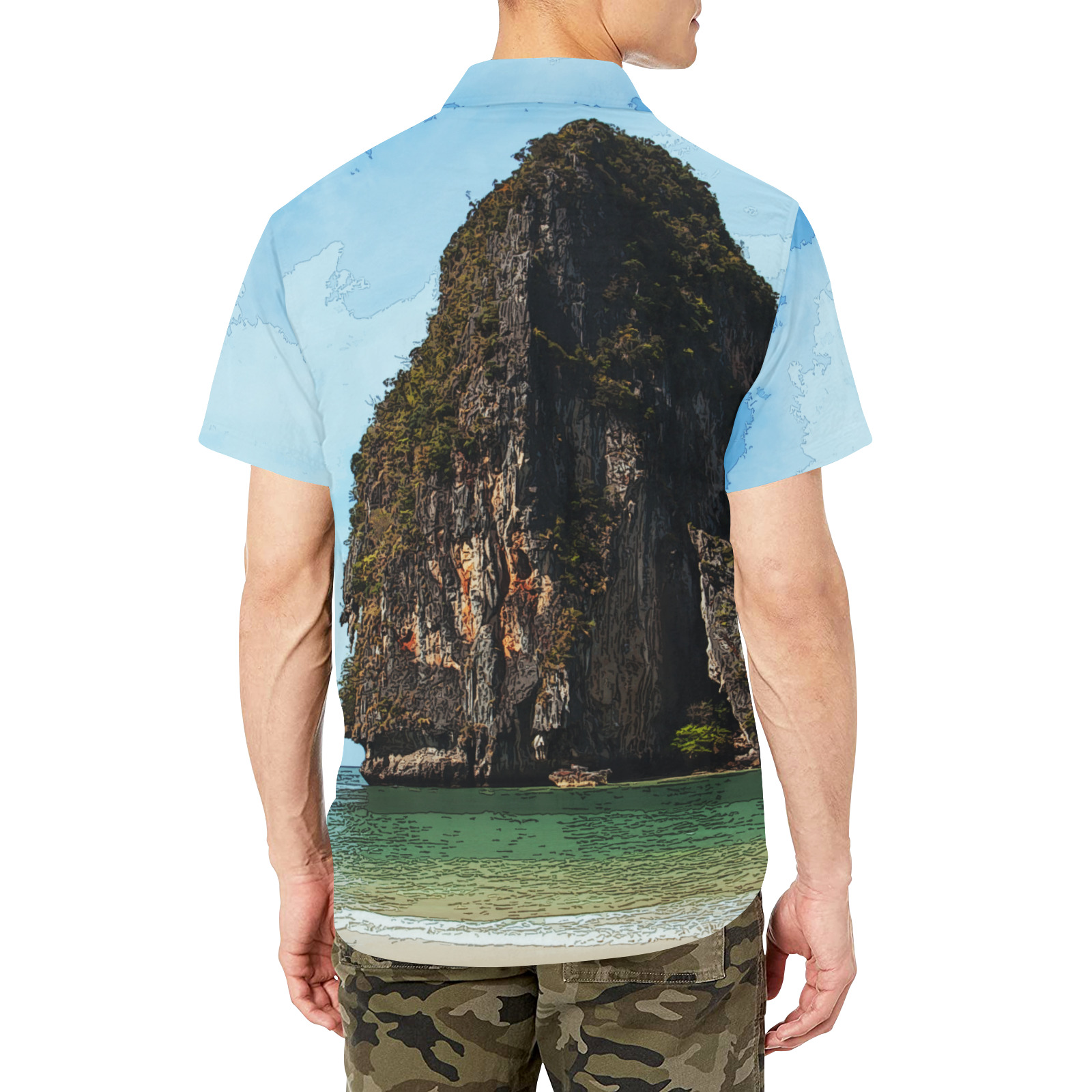 Phra-Nang Krabi Thailand Men's Short Sleeve Shirt with Chest Pocket (Model T53)