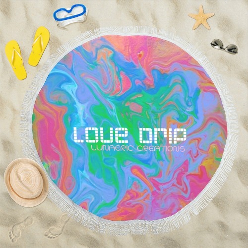 Love Drip Beach Blanket Circular Beach Shawl 59"x 59"