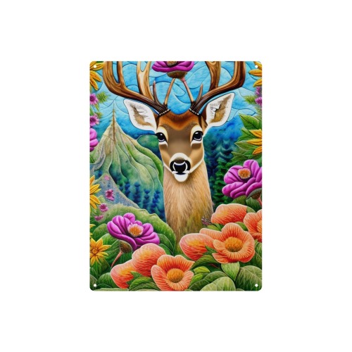Boho Aesthetic Deer Simulated Quilt Artwork