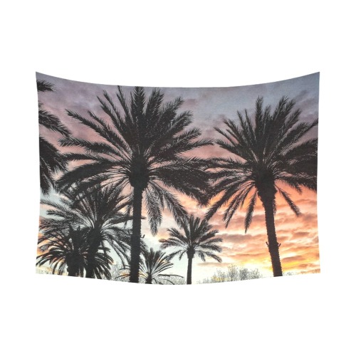 Sunrise Palms Cotton Linen Wall Tapestry 80"x 60"