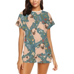 Adorable Pug Pajamas Women's Short Pajama Set