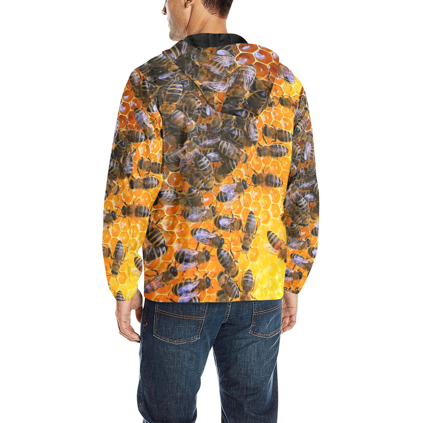 HONEY BEES 4 All Over Print Quilted Windbreaker for Men (Model H35)
