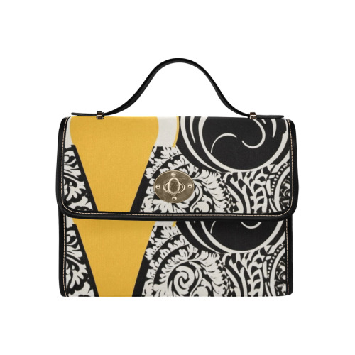 vintage abstract pattern Waterproof Canvas Bag-Black (All Over Print) (Model 1641)