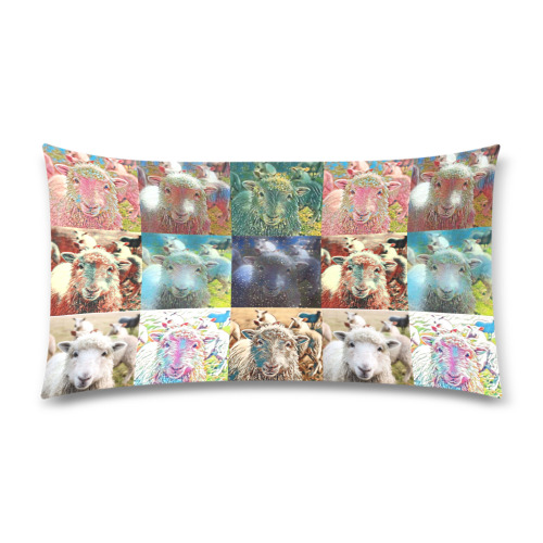 Sheep With Filters Collage Rectangle Pillow Case 20"x36"(Twin Sides)