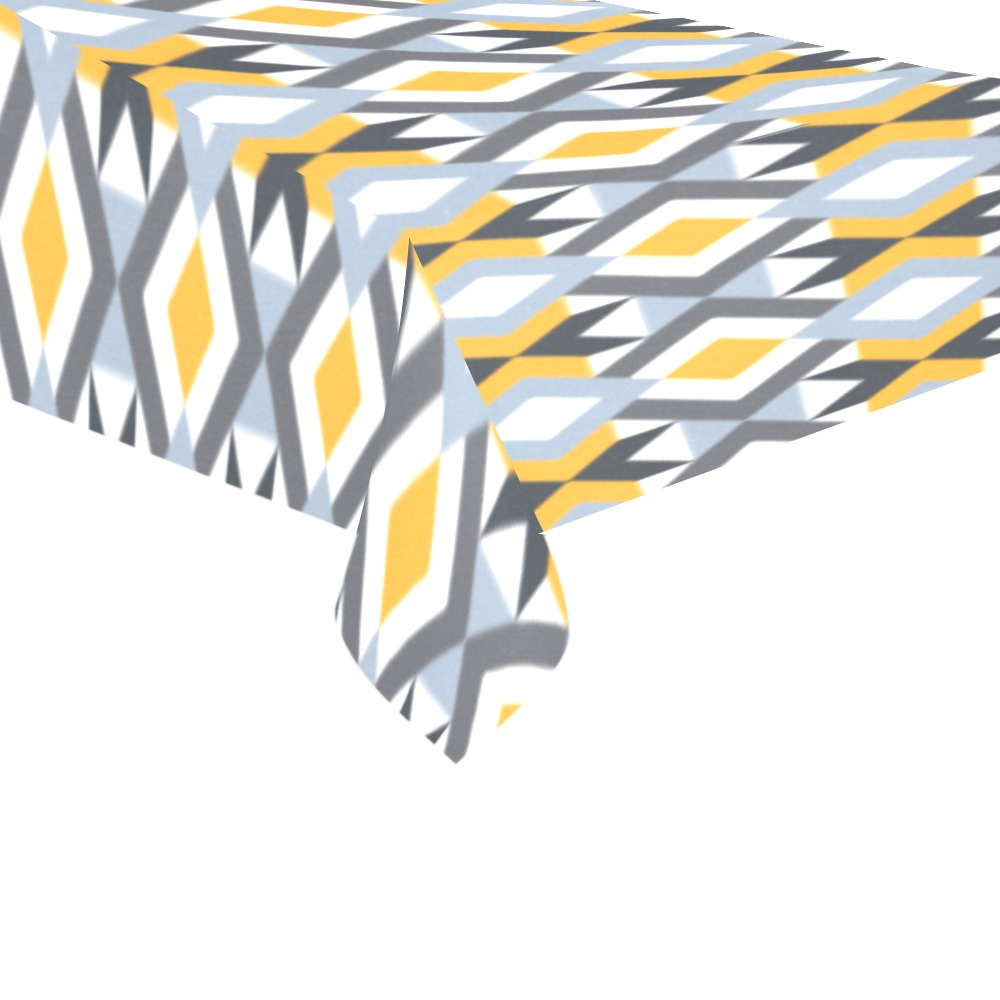Retro Angles Abstract Geometric Pattern Cotton Linen Tablecloth 60"x 104"