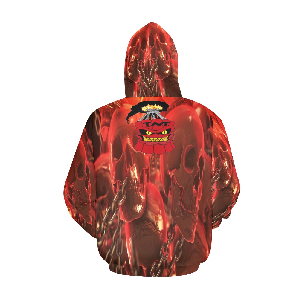 red skull All Over Print Hoodie for Men (USA Size) (Model H13)