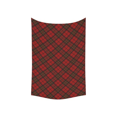 Red tartan plaid winter Christmas pattern holidays Polyester Peach Skin Wall Tapestry 60"x 40"