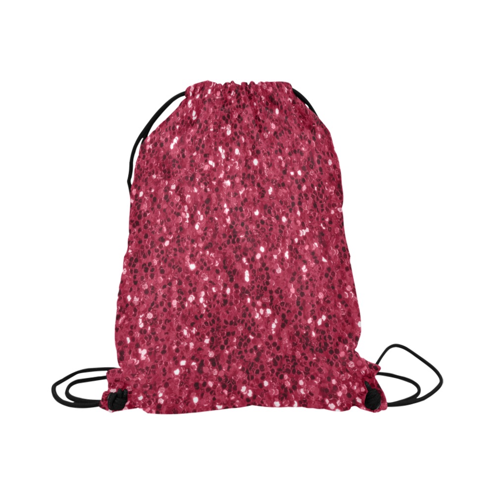Magenta dark pink red faux sparkles glitter Large Drawstring Bag Model 1604 (Twin Sides)  16.5"(W) * 19.3"(H)