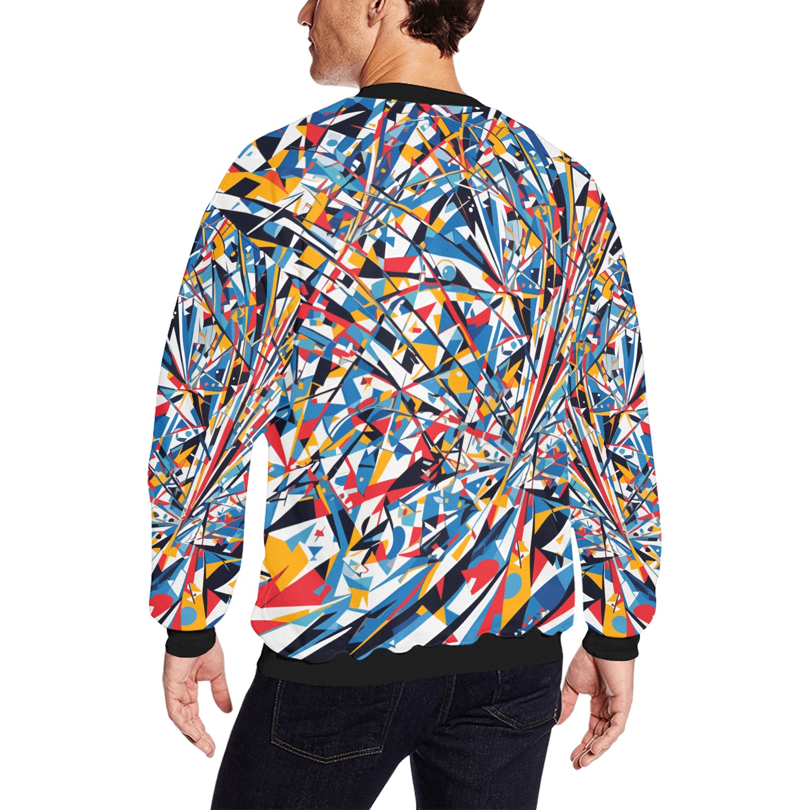 Futuristic abstract art of chic geometric shapes. Men's Oversized Fleece Crew Sweatshirt (Model H18)