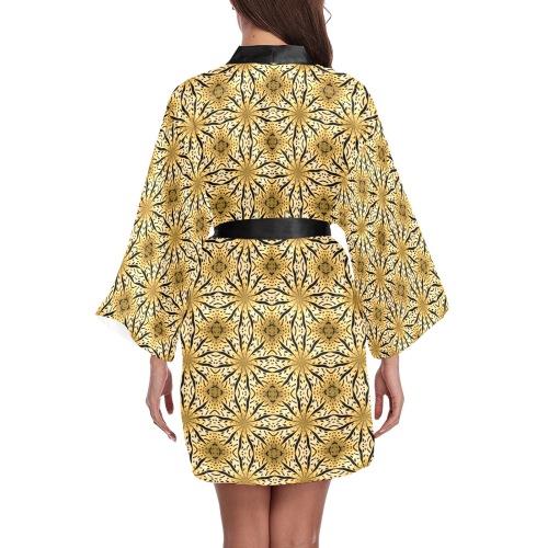 Ô Golden Mandala 40 Pattern Long Sleeve Kimono Robe