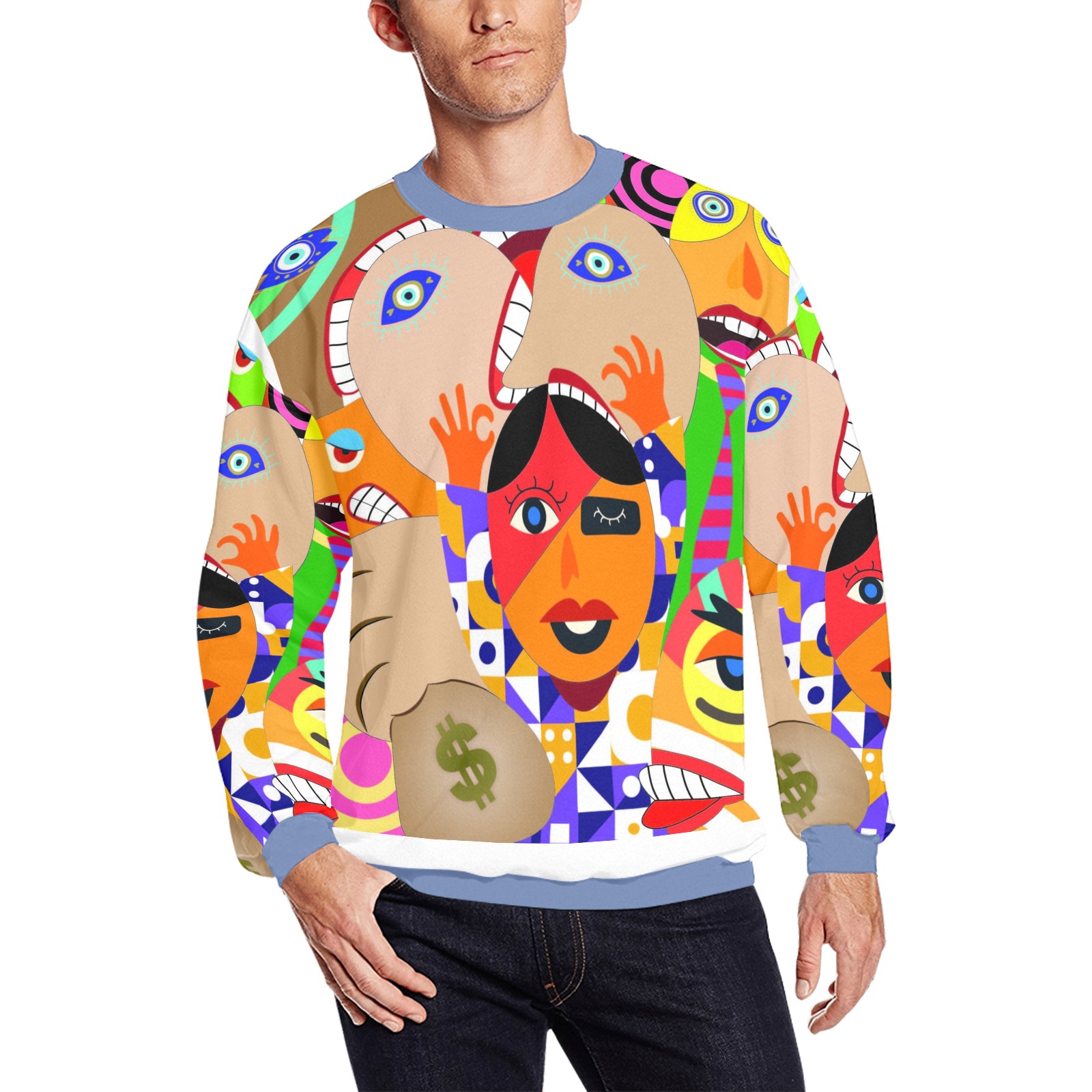 Art illustration All Over Print Crewneck Sweatshirt for Men (Model H18)