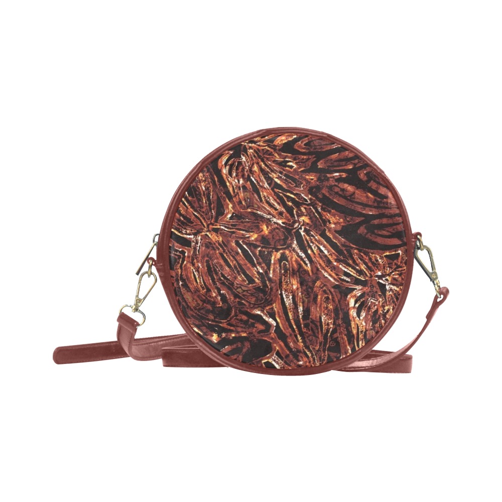 Abstract golden waves Round Sling Bag (Model 1647)