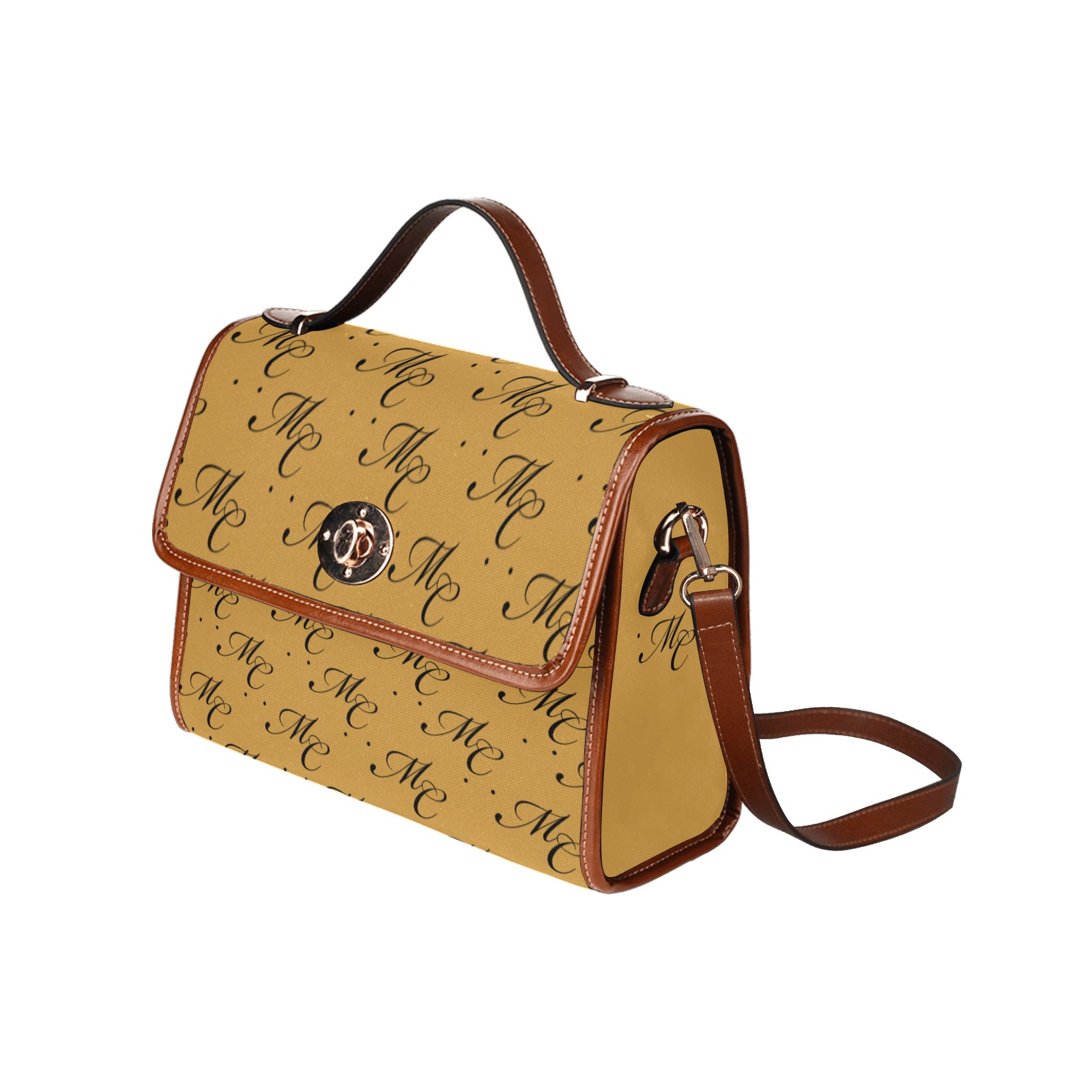 MC LOGO SIGNATURE BAG Waterproof Canvas Bag-Brown (All Over Print) (Model 1641)