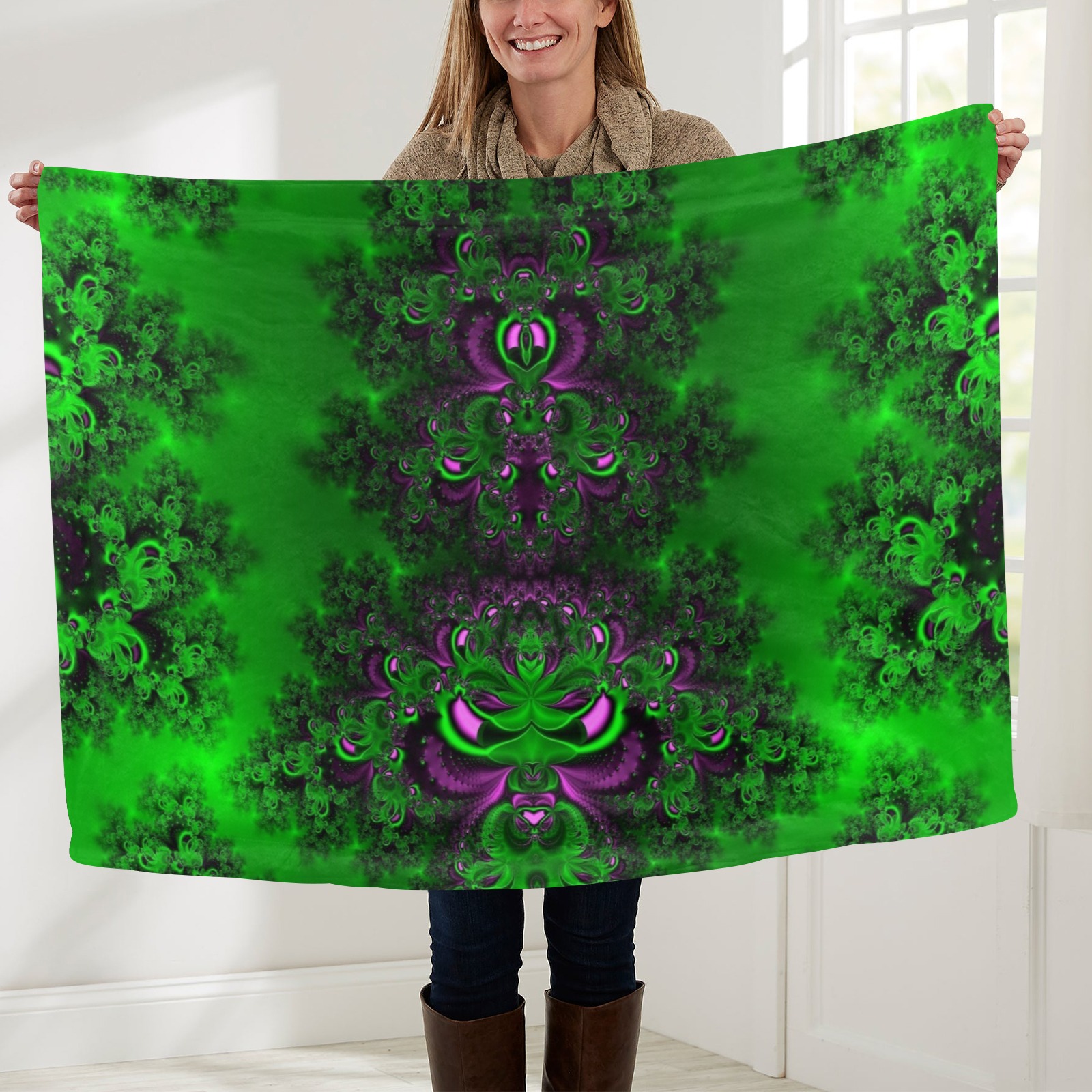 Early Summer Green Frost Fractal Baby Blanket 40"x50"