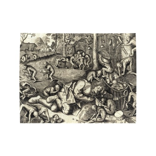 The Merchant Robbed by Monkeys by Pieter van der Heyden Rectangle Jigsaw Puzzle (Set of 110 Pieces)