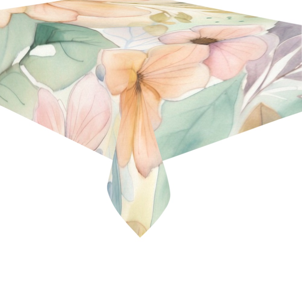 Watercolor Floral 1 Thickiy Ronior Tablecloth 90"x 60"