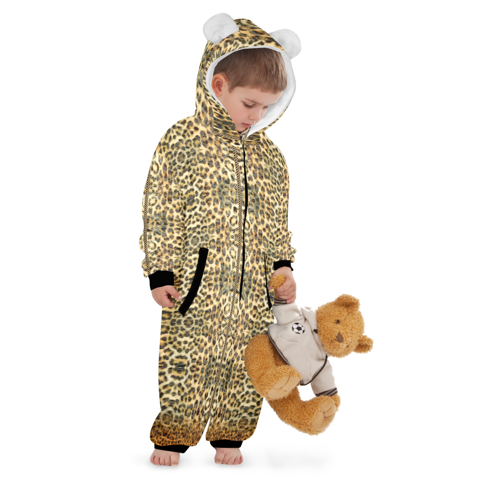 puma no feathers One-Piece Zip up Hooded Pajamas for Little Kids