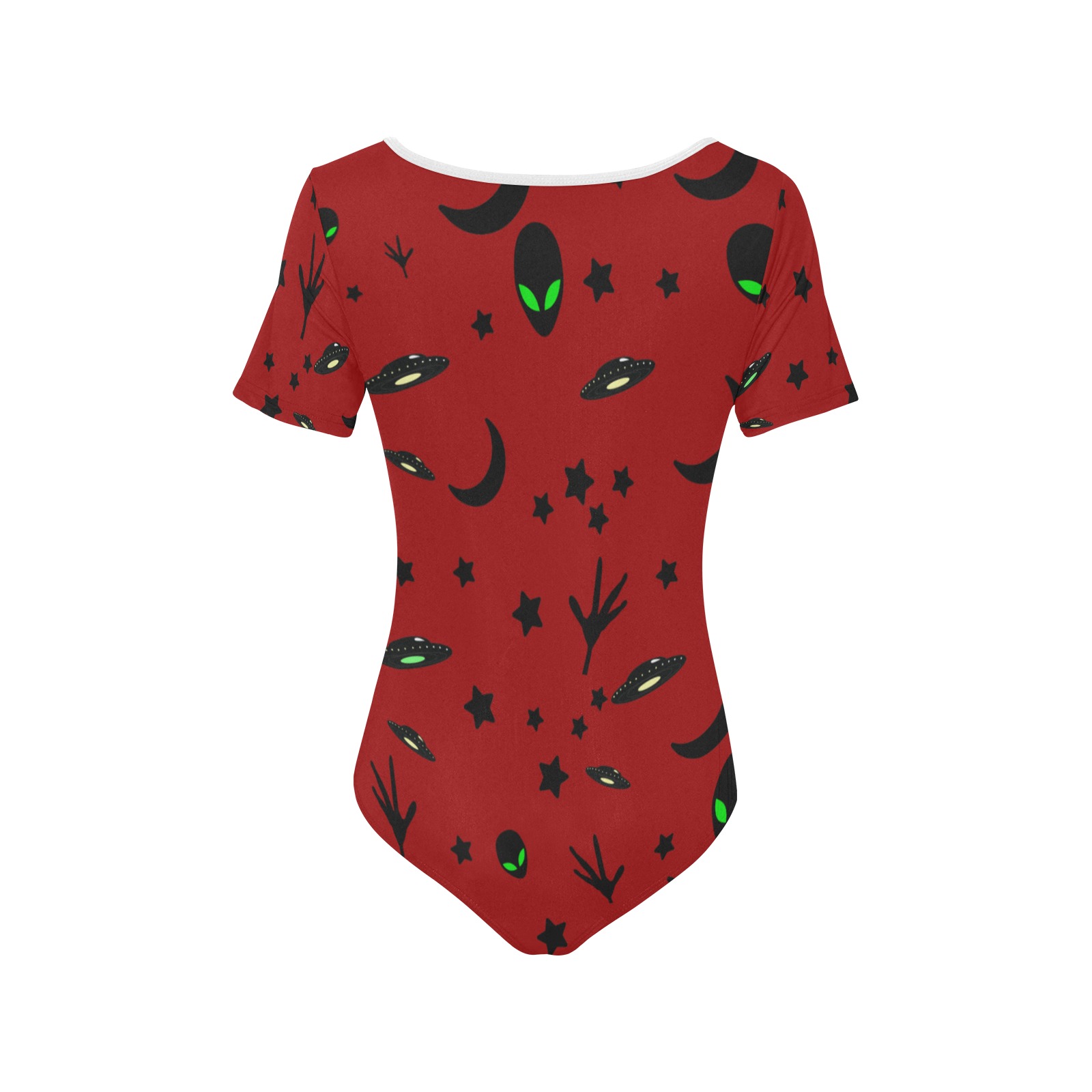 Aliens and Spaceships - Red Women's Short Sleeve Bodysuit