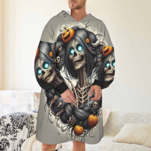 halloween_efChannel27 Unisex Blanket Hoodie (Model H66)