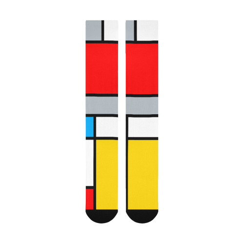 Mondrian Style Color Composition Geometric Retro Art Over-The-Calf Socks