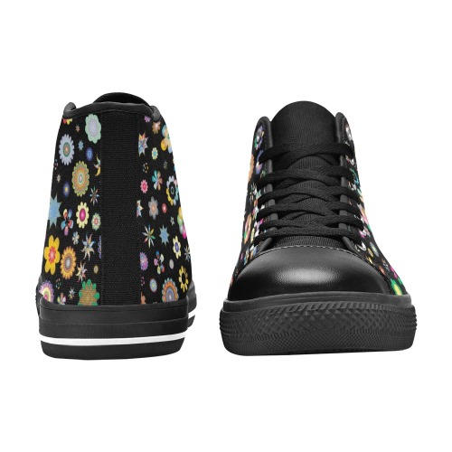 flowers Women's Classic High Top Canvas Shoes (Model 017)