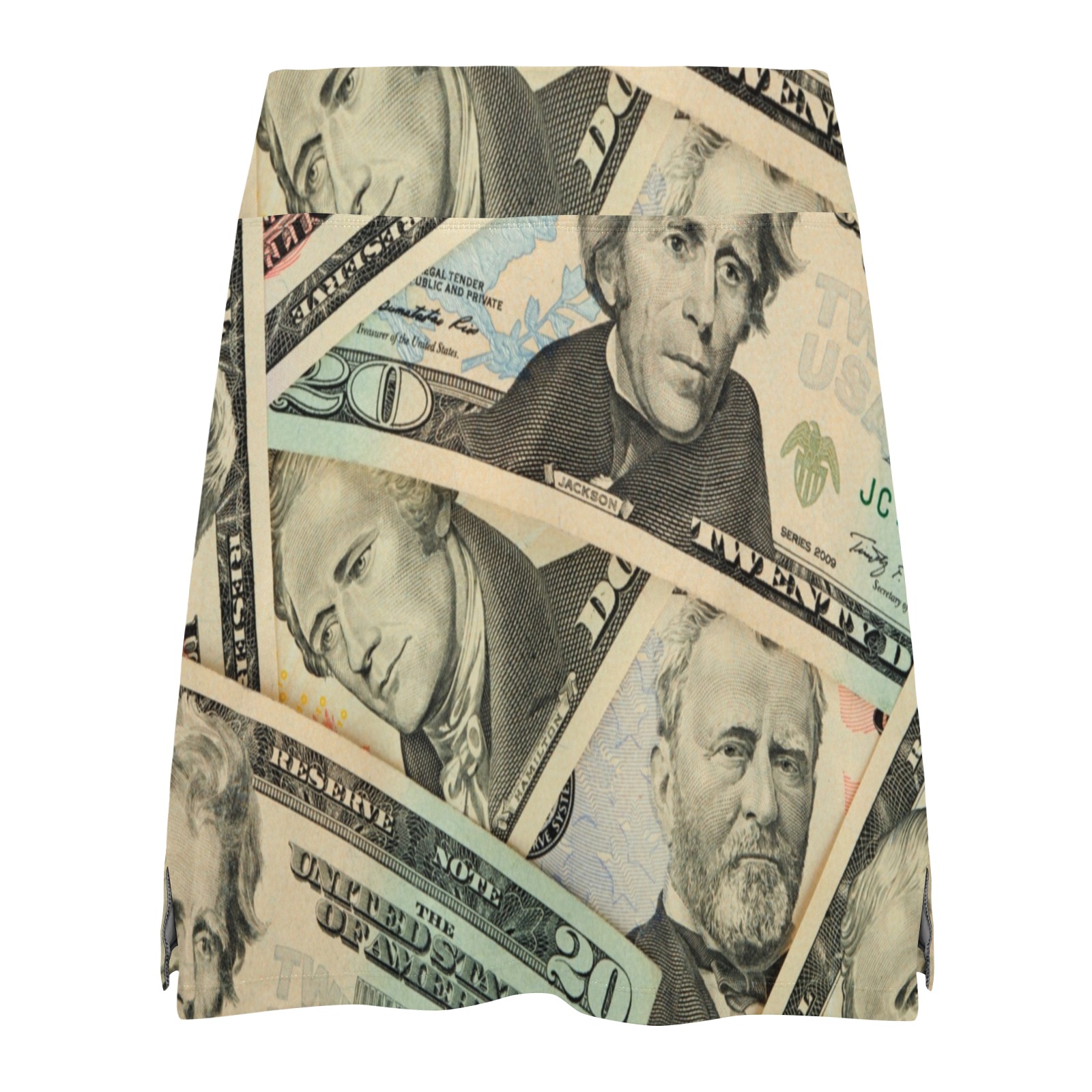 US PAPER CURRENCY Women's Athletic Skirt (Model D64)