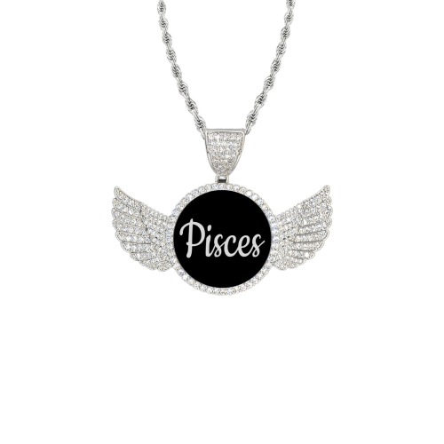 bb z333 Wings Silver Photo Pendant with Rope Chain