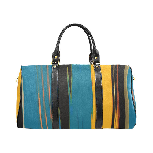 Black Turquoise And Orange Go! Abstract Art New Waterproof Travel Bag/Large (Model 1639)