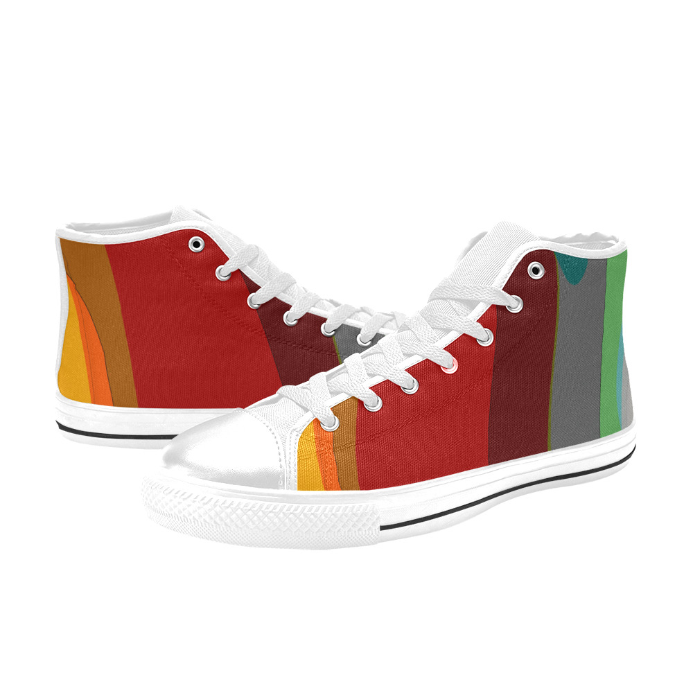 Colorful Abstract 118 High Top Canvas Shoes for Kid (Model 017)