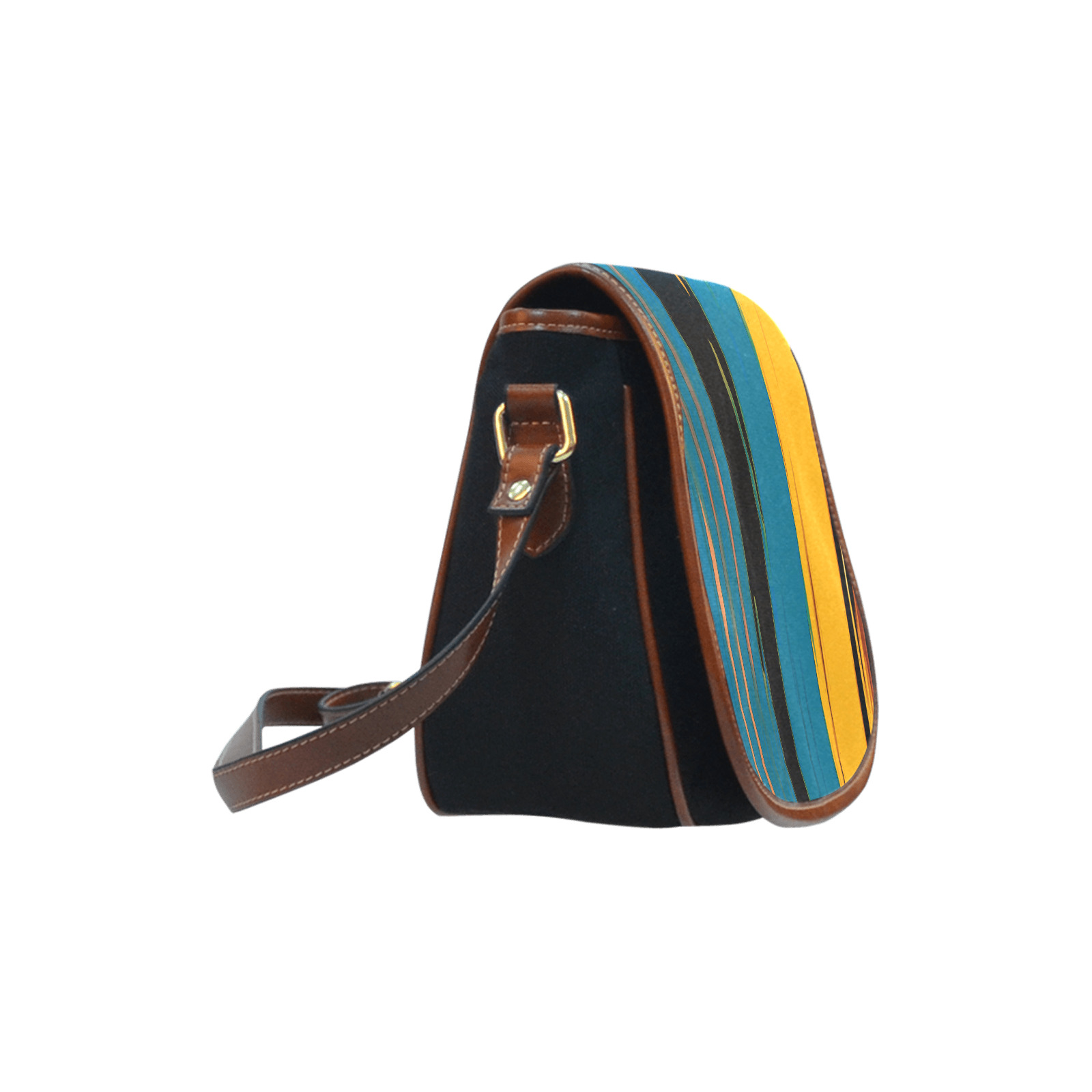 Black Turquoise And Orange Go! Abstract Art Saddle Bag/Small (Model 1649)(Flap Customization)