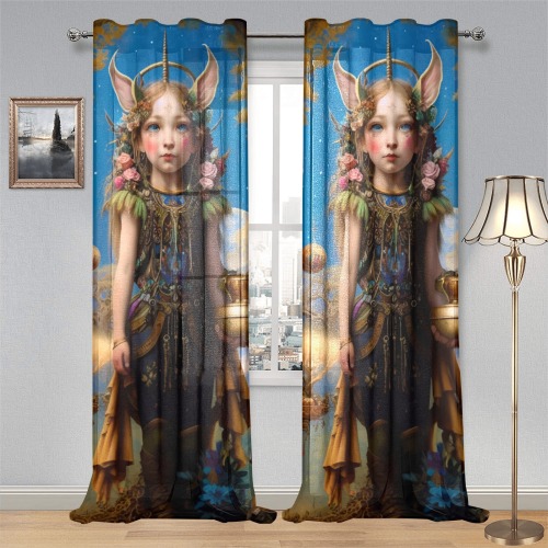 menina duende_vectorized Gauze Curtain 28"x95" (Two-Piece)