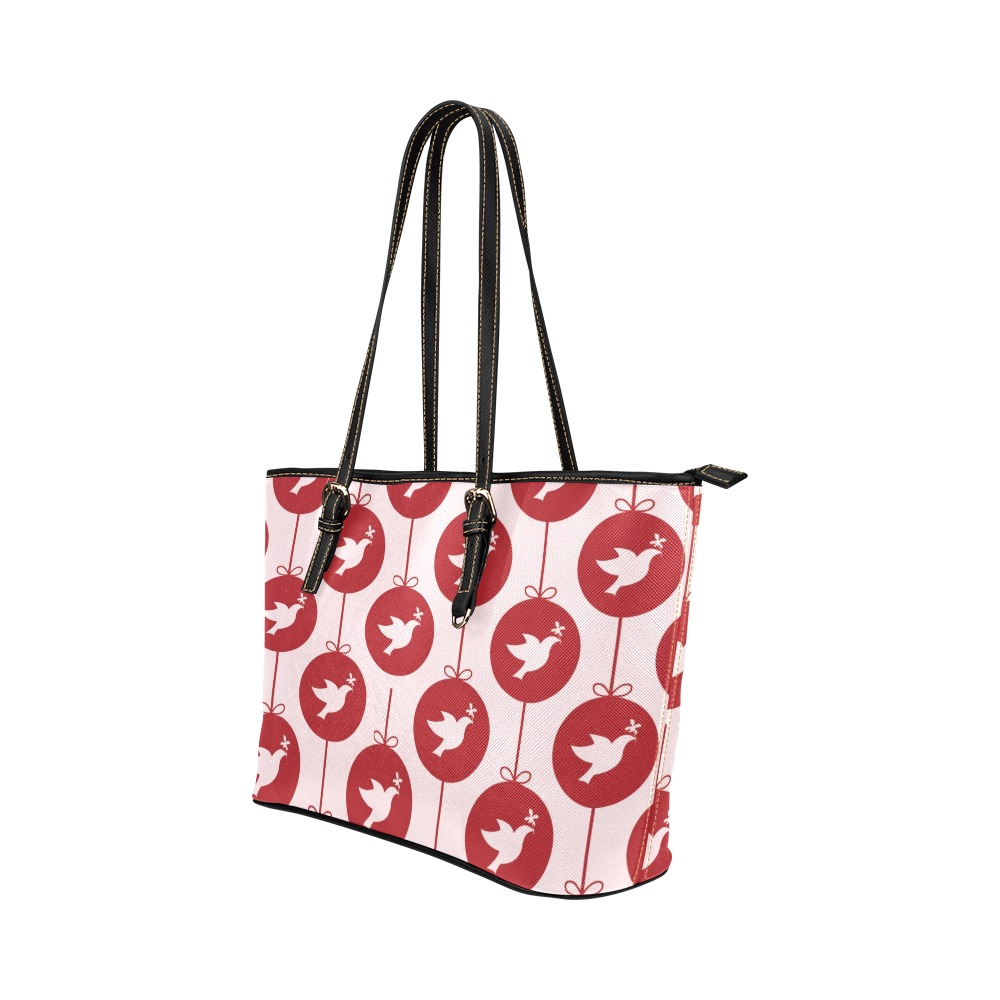 Christmas Dove Leather Tote Bag/Large (Model 1651)