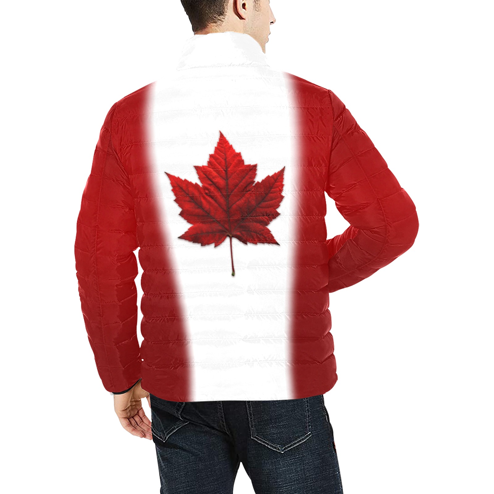 Canada Flag Puffy Coats Canada Men's Stand Collar Padded Jacket (Model H41)