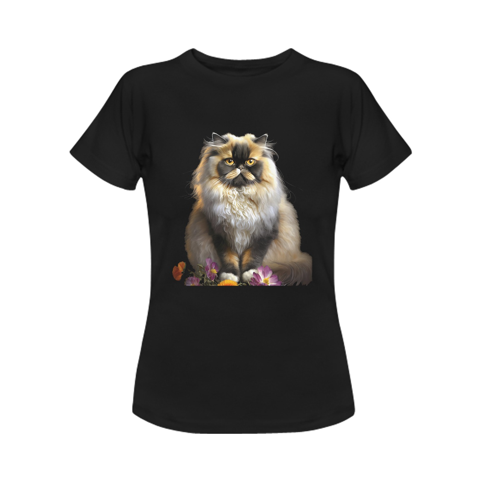 Persian cat, black background, Women's T-Shirt in USA Size (Front Printing Only)