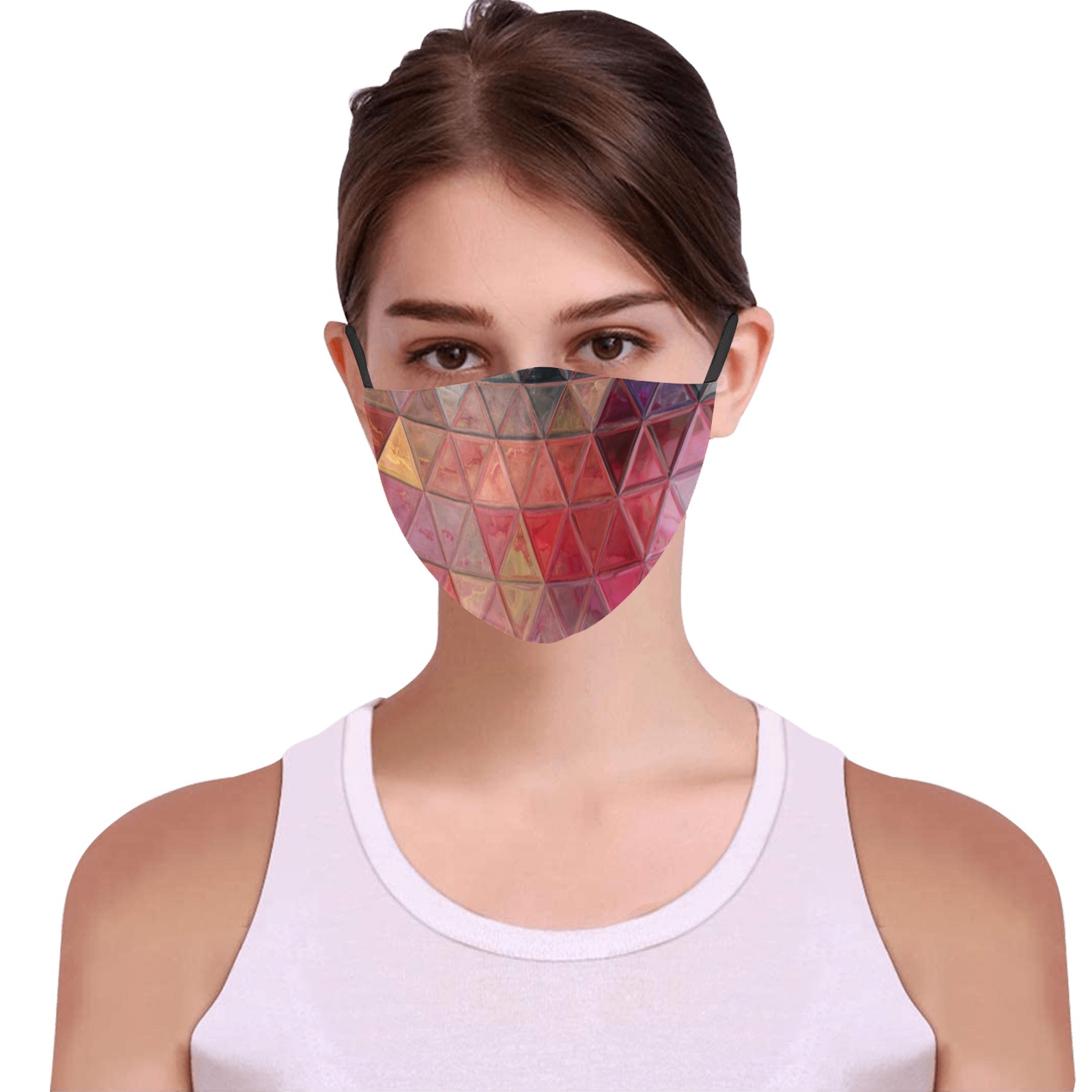 mosaic triangle 3 3D Mouth Mask with Drawstring (Pack of 100) (Model M04)