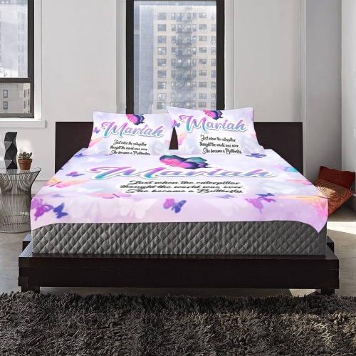 Purple Butterfly 3-Piece Bedding Set