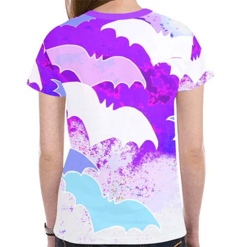 Bats In Flight Pastel Purple New All Over Print T-shirt for Women (Model T45)