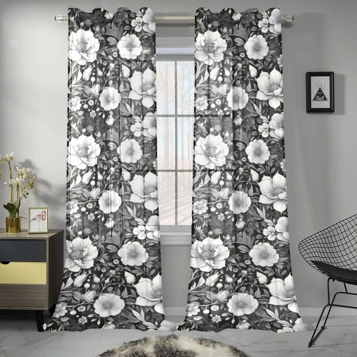 Fabulous Florals 39 Gauze Curtain 28"x95" (Two-Piece)