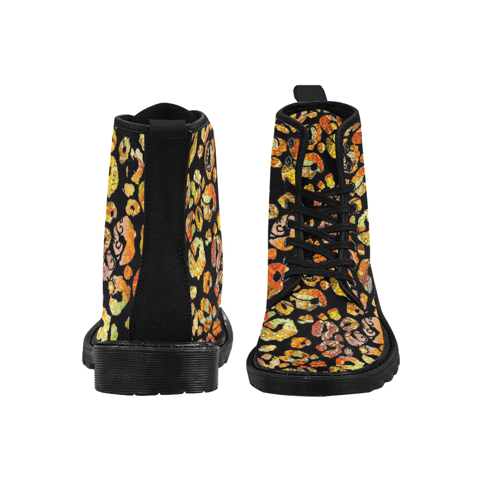 Cheetah Lica Martin Boots for Women (Black) (Model 1203H)