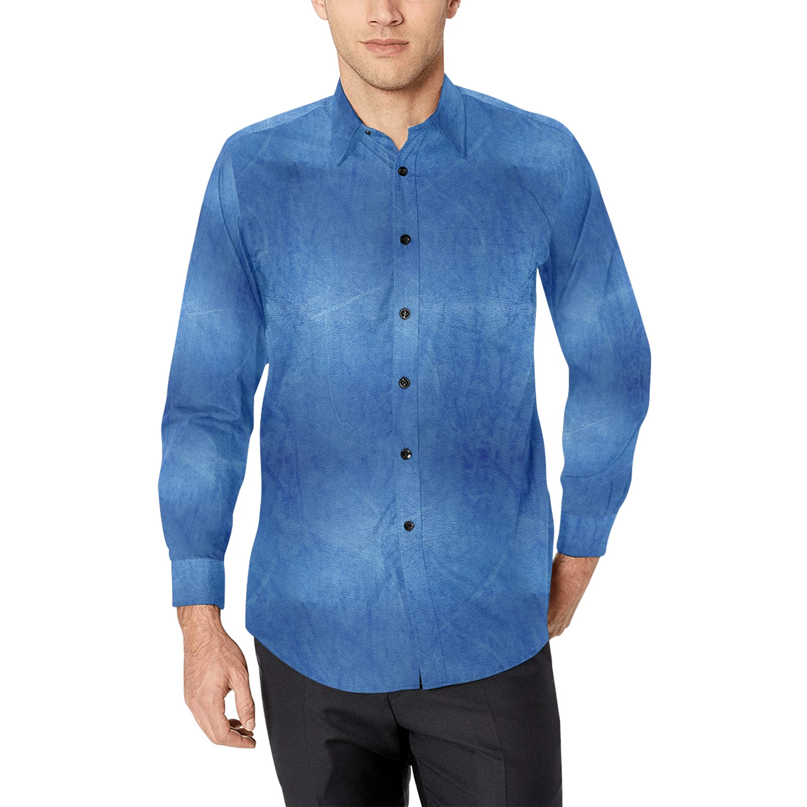 Leather Blue by Artdream Men's All Over Print Casual Dress Shirt (Model T61)