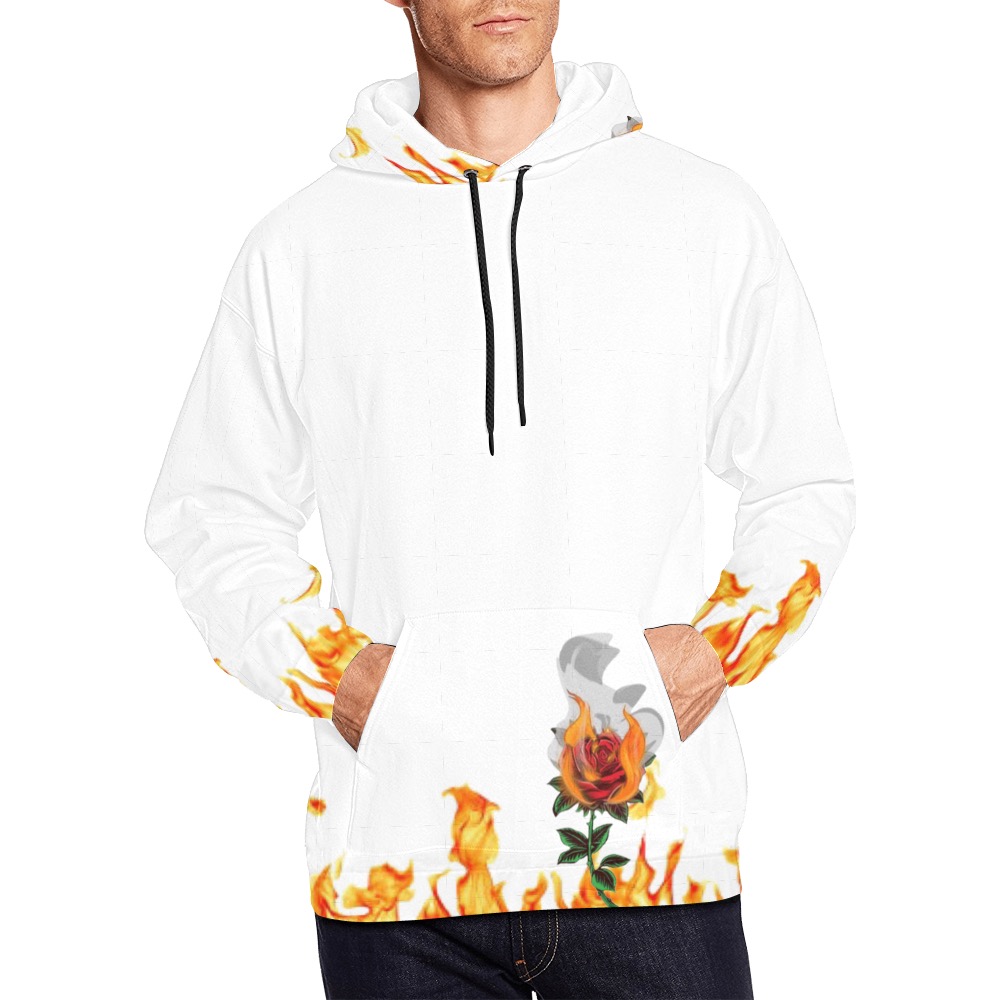 Aromatherapy Apparel Flameing rose hoodie All Over Print Hoodie for Men (USA Size) (Model H13)