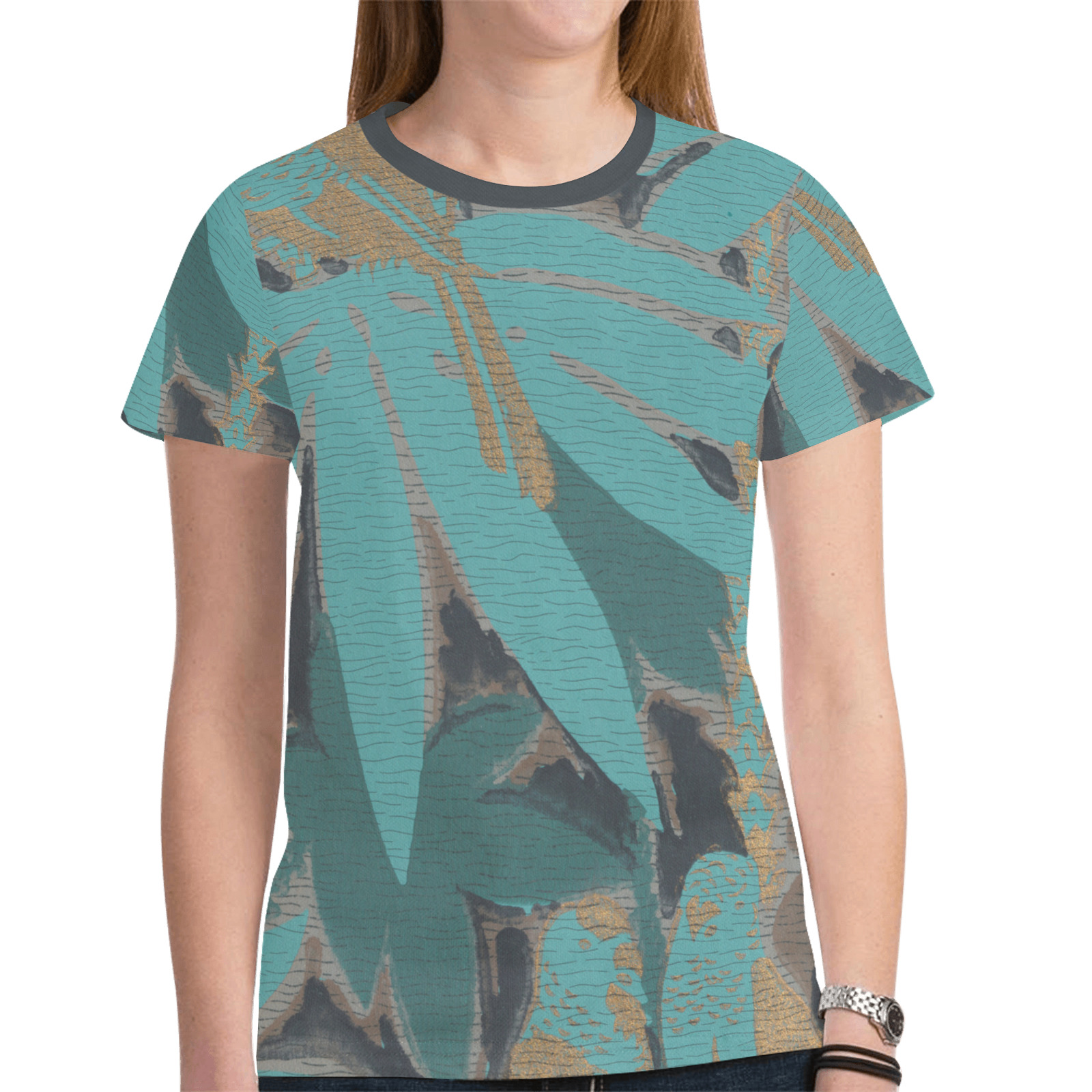 Hawaiian Green New All Over Print T-shirt for Women (Model T45)