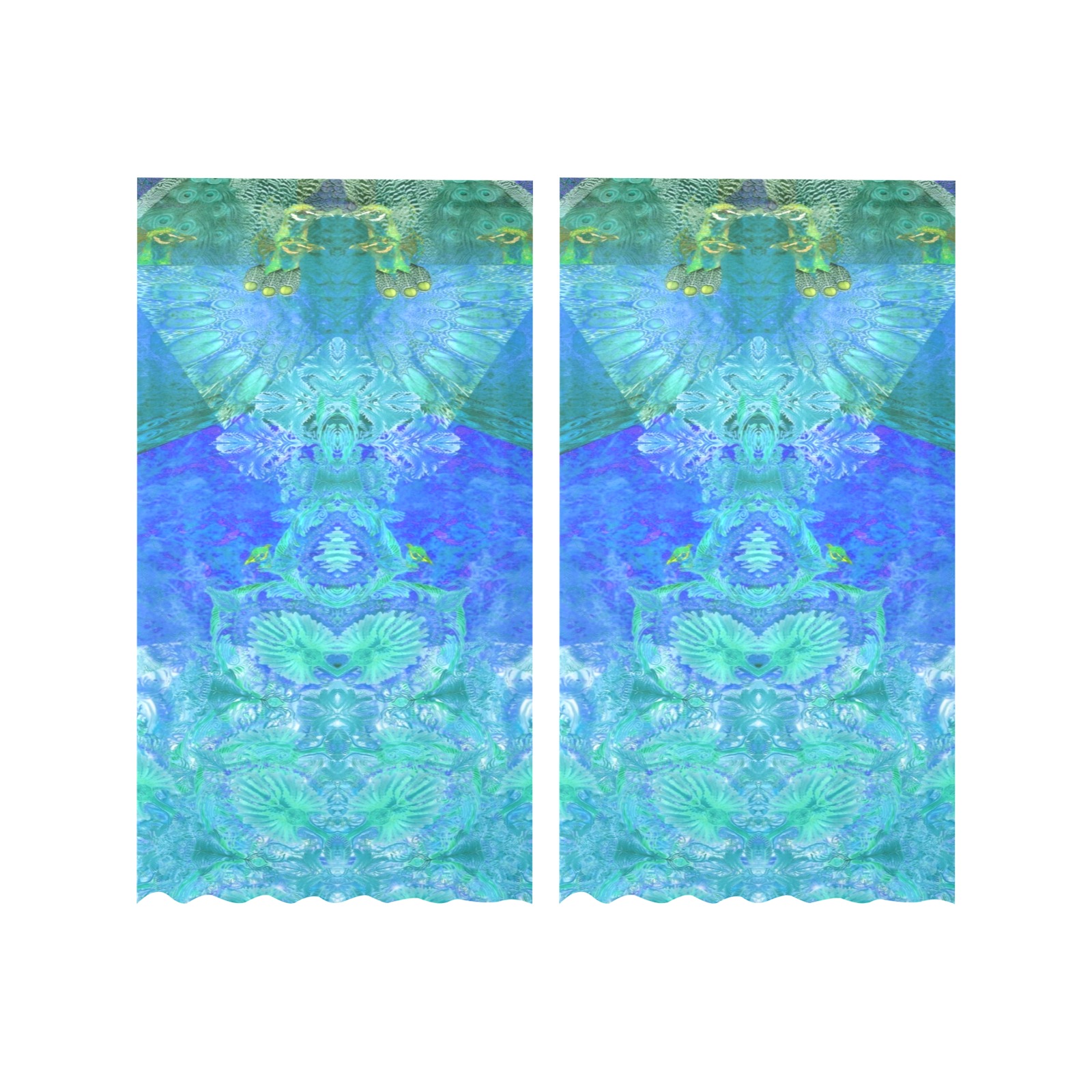 peacock 3 Gauze Curtain 28"x63" (Two-Piece)
